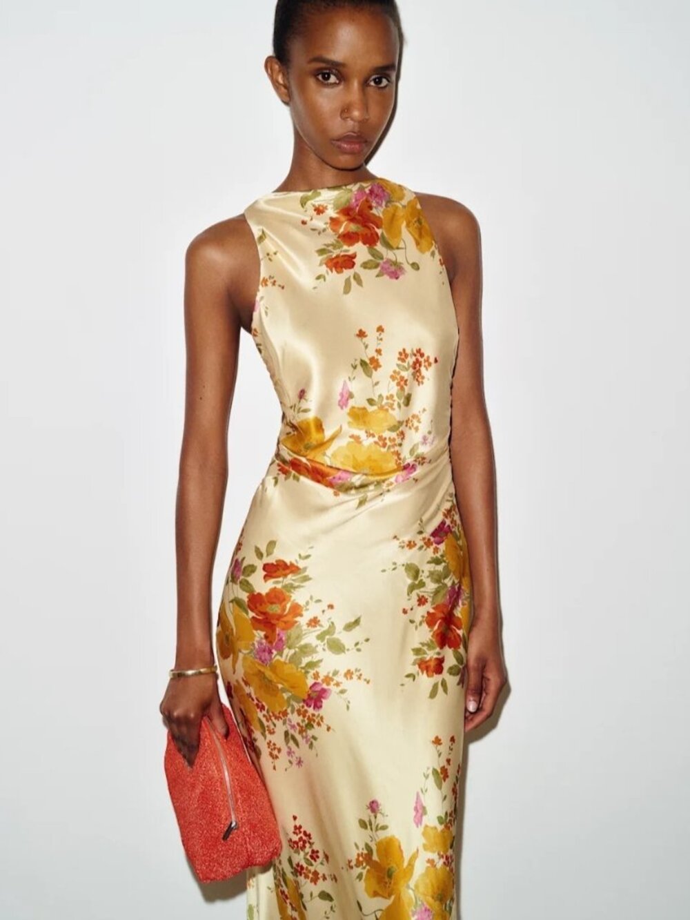 NEW Reformation Anaiis Silk Long Yellow Floral Backless Dress Crescendo US 2 UK6